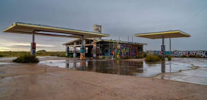 Graffiti Gas Station in Two Guns